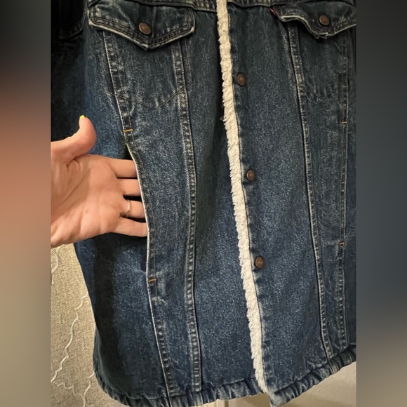 Levi’s MENS MEDIUM blue denim jacket wool/sherpa lining Made 🇺🇸 warm jean button - Picture 13 of 13